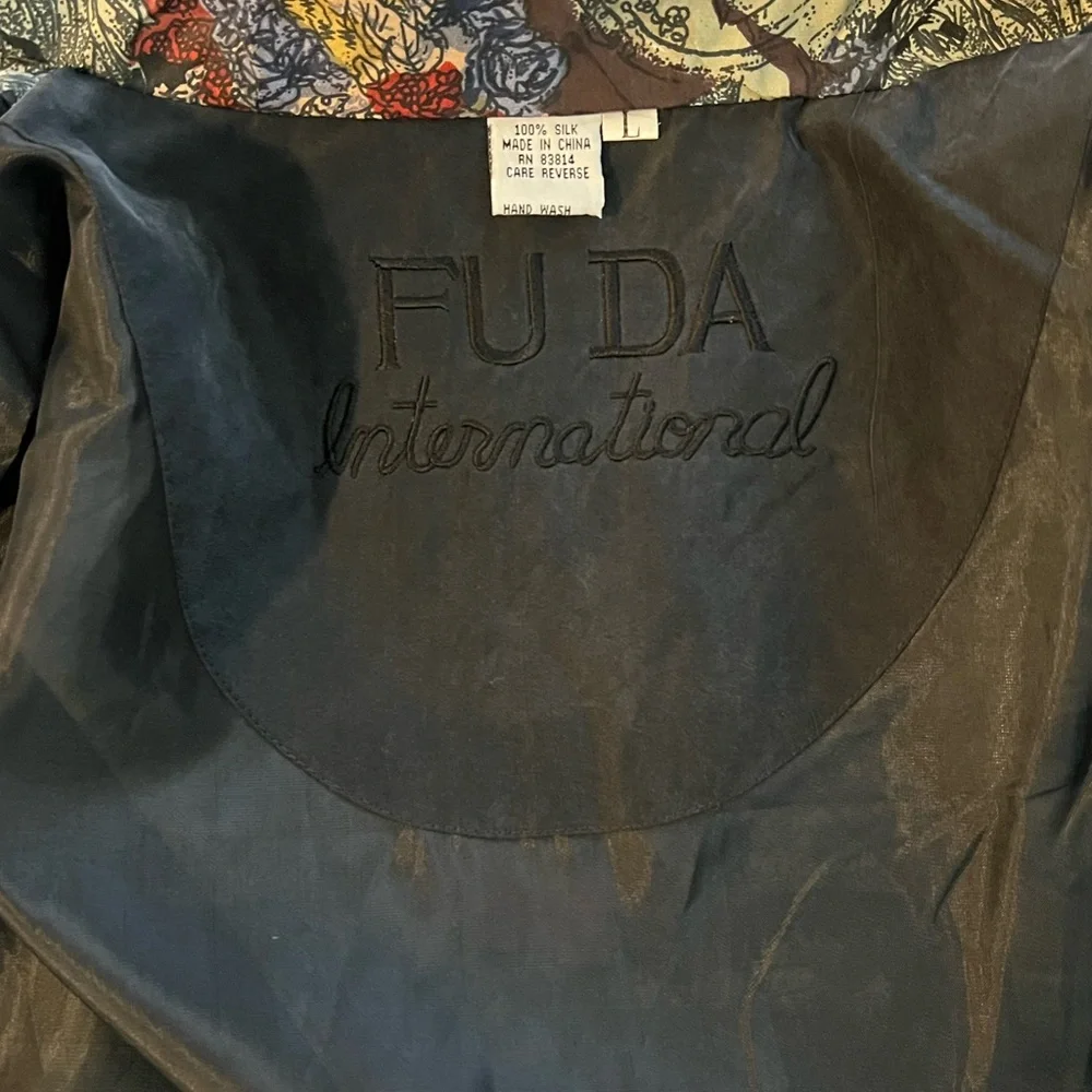 Vintage Fuda International Womens Silk Full Zip Jacket Large 80s 90s Art To Wear